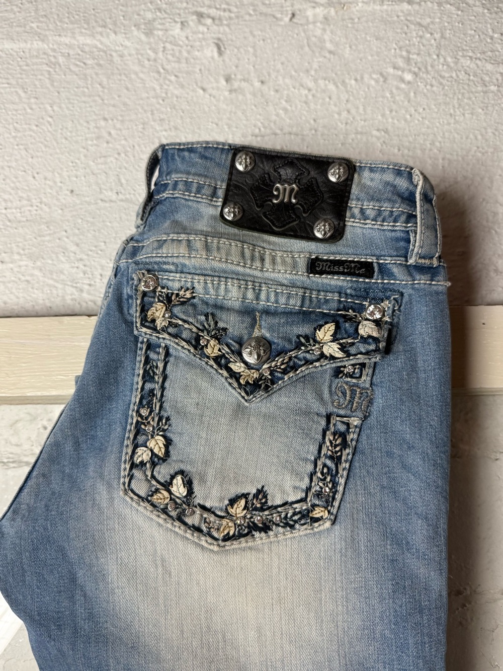Miss Me Light Blue Faded Signature Bootcut Jeans - Picture 8 of 9